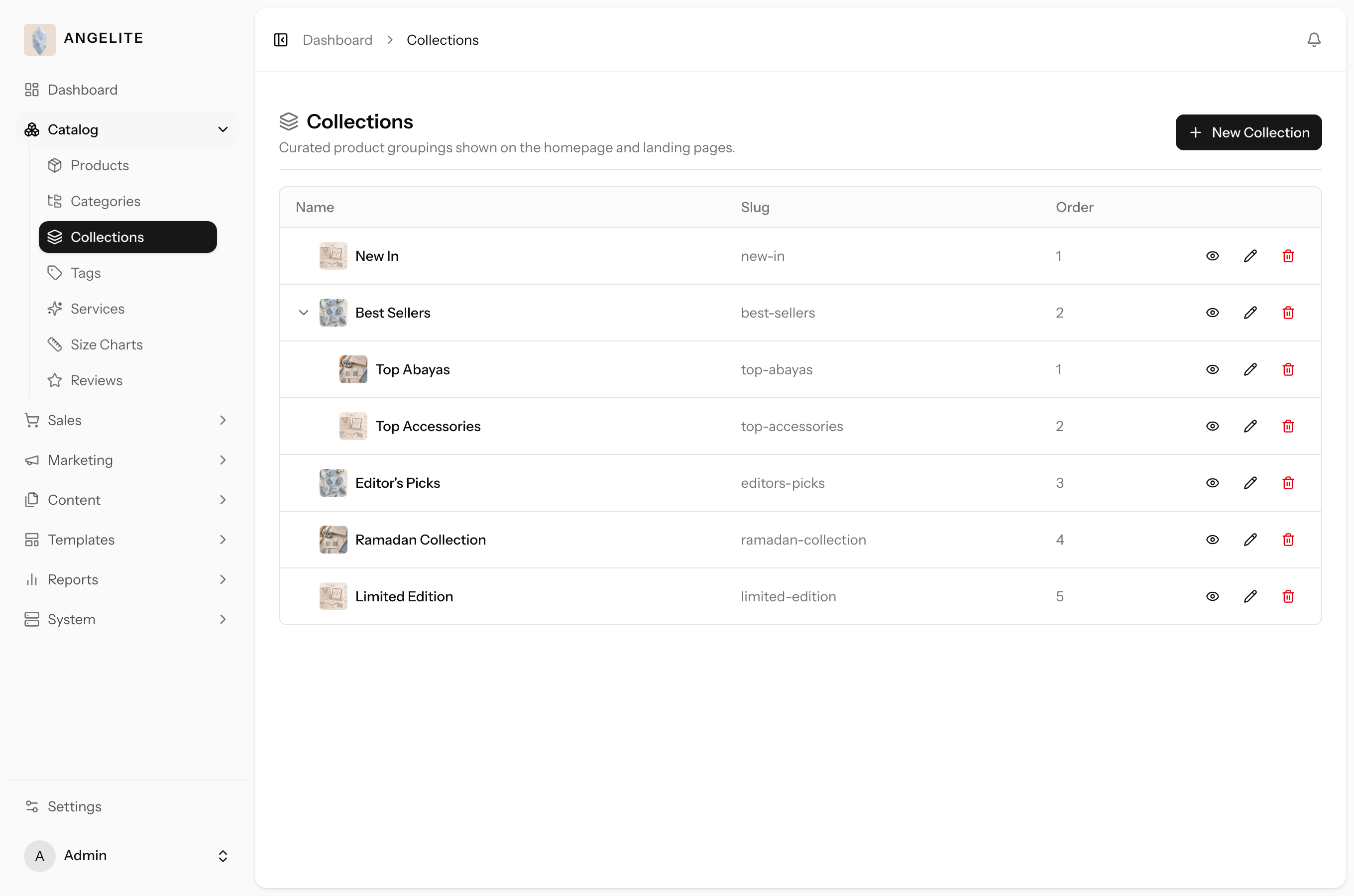 Admin collections