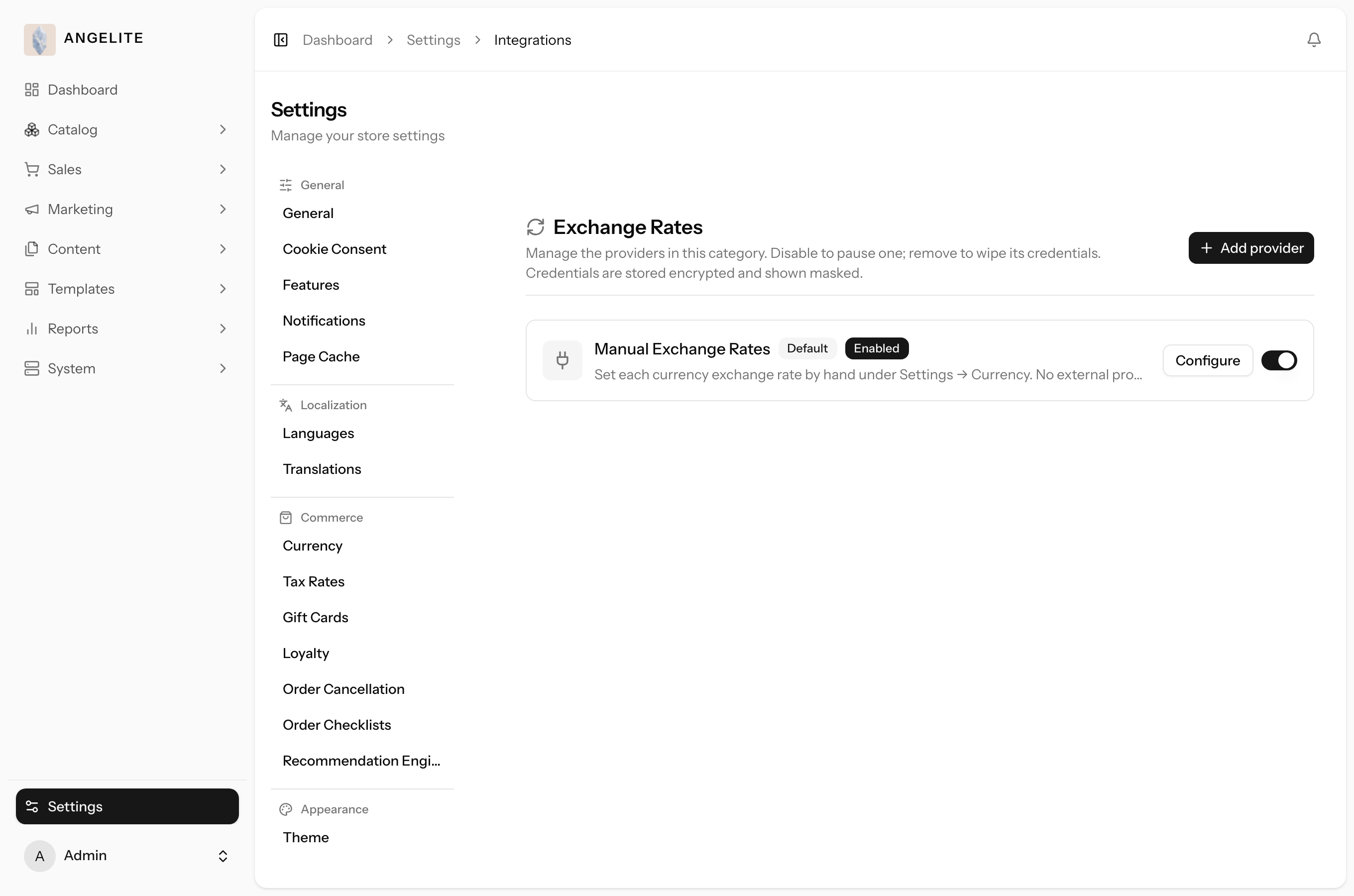 Exchange-rate providers integration page