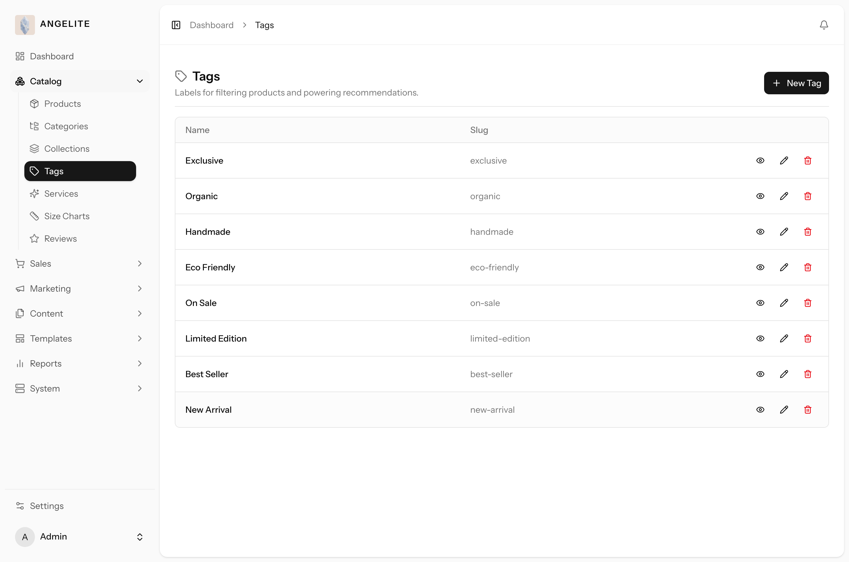Admin tags