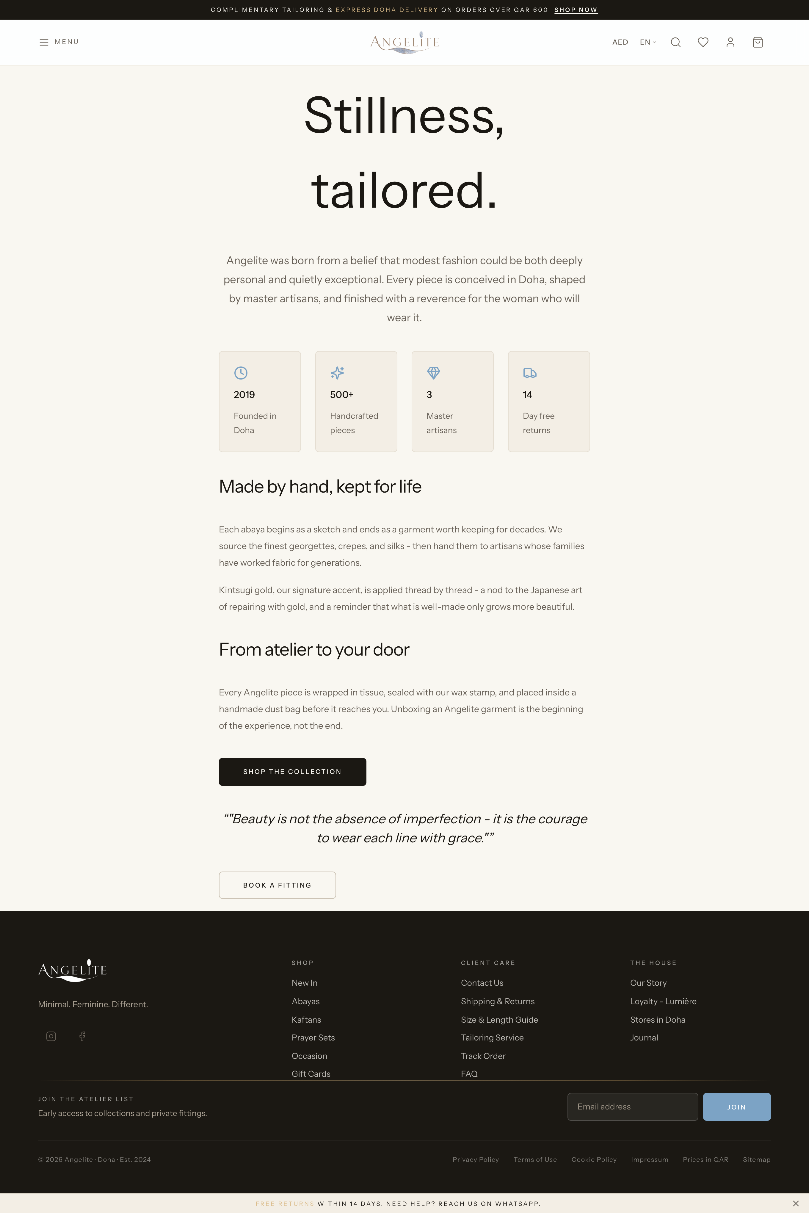 The storefront about page
