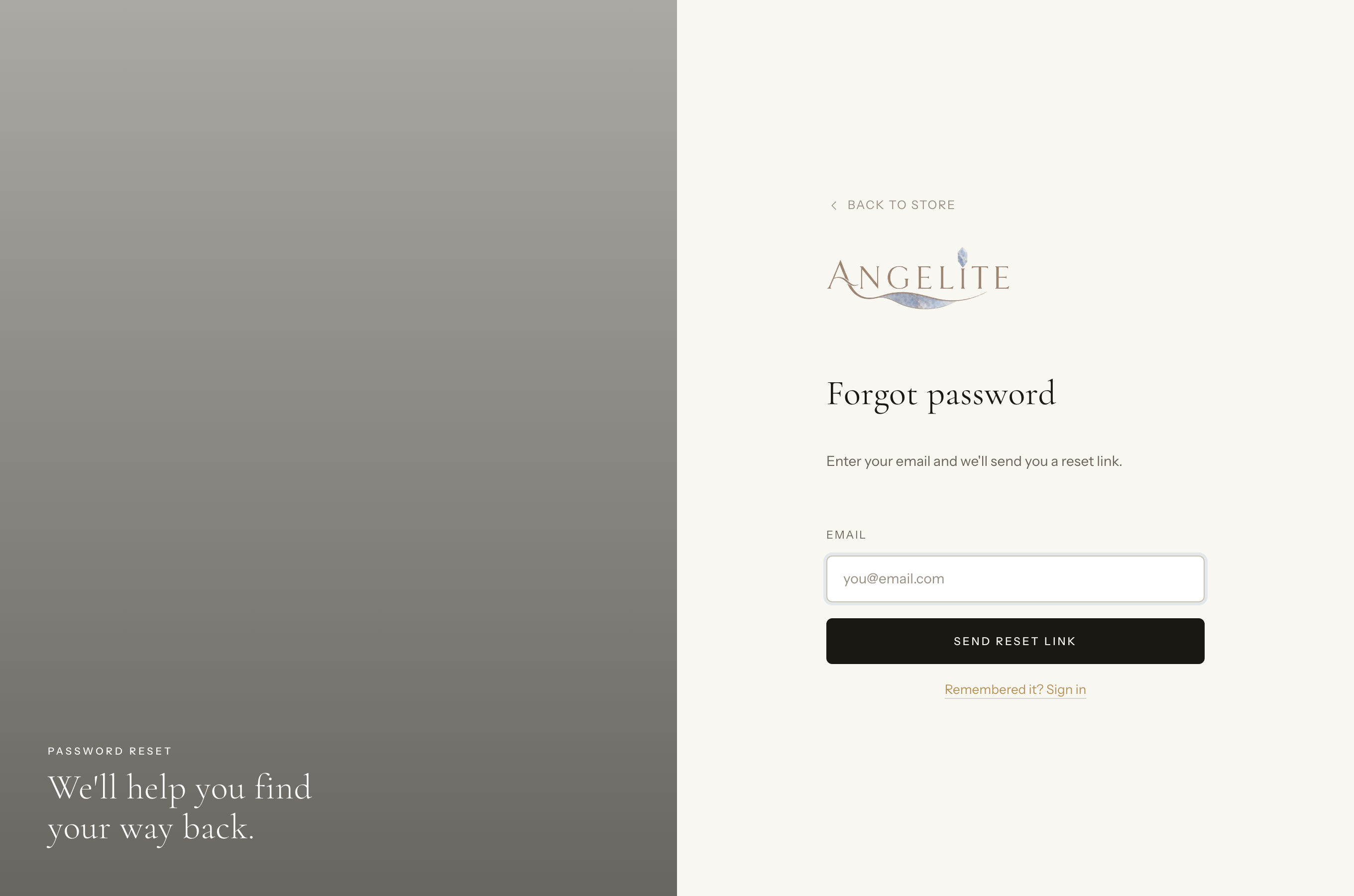 Storefront forgot password form