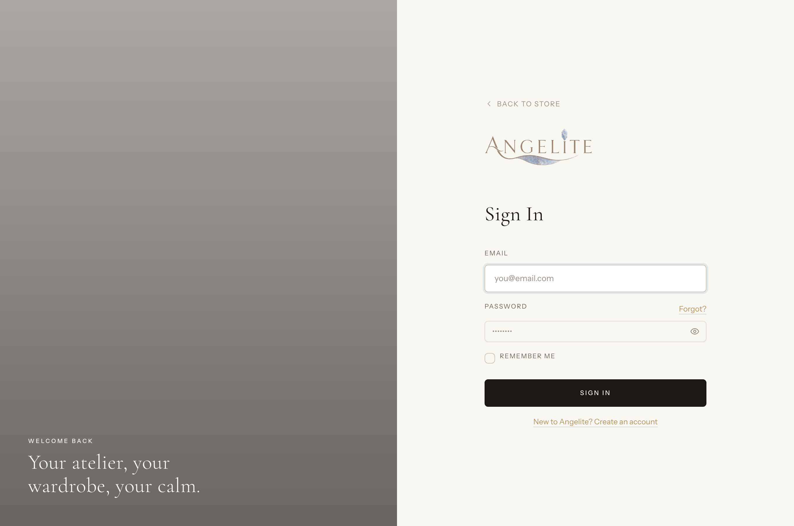 Storefront login form